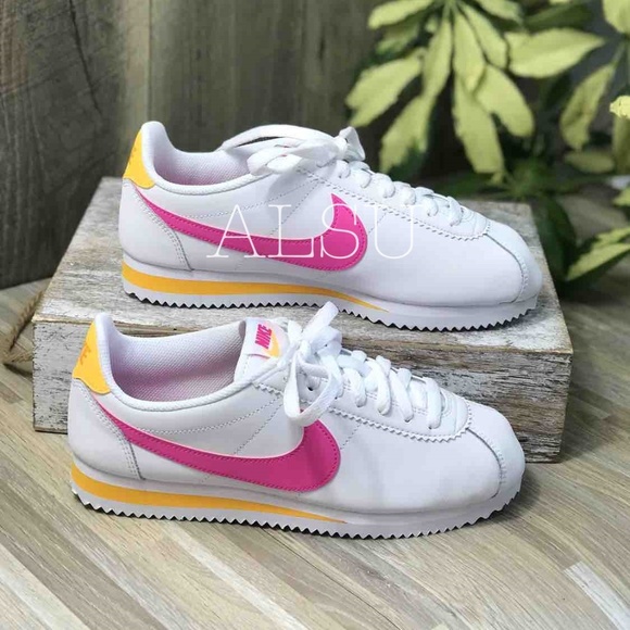 Nike Classic Cortez Leather White Laser Fuchsia W - Picture 4 of 8